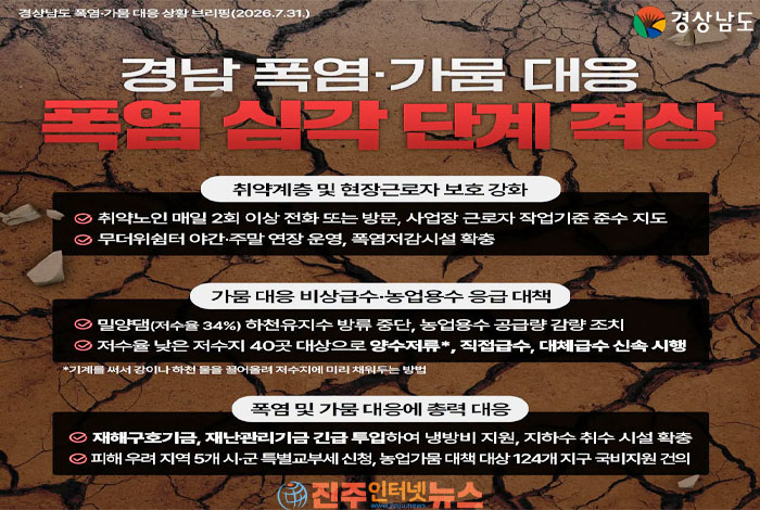 경남 폭염·가뭄 ‘심각 단계’… 응급대책 넘어 기후위기 시대형 물 관리 전략 필요하다