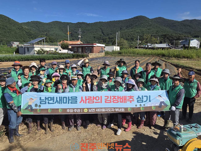 남면 새마을협의회·부녀회 사랑의 김장배추 모종 심기