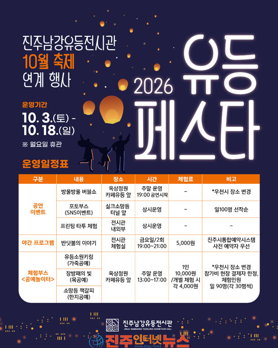 진주남강유등전시관 10월축제 연계 유등페스타 개최