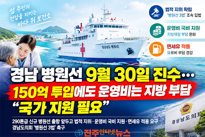 경남 병원선 9월 30일 진수…“바다 위 보건소, 이제 국가가 책임져야”