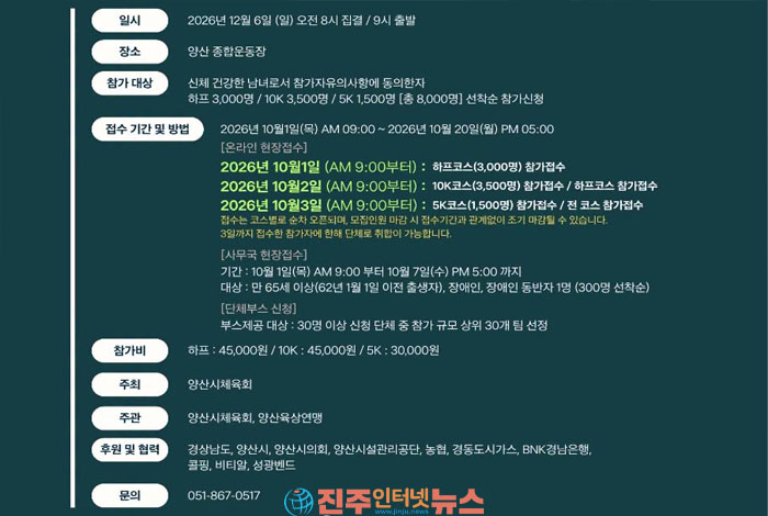 양산전국하프마라톤 20주년, 8천명 달린다…접수 분산했지만 ‘운영 과제’는 남았다
